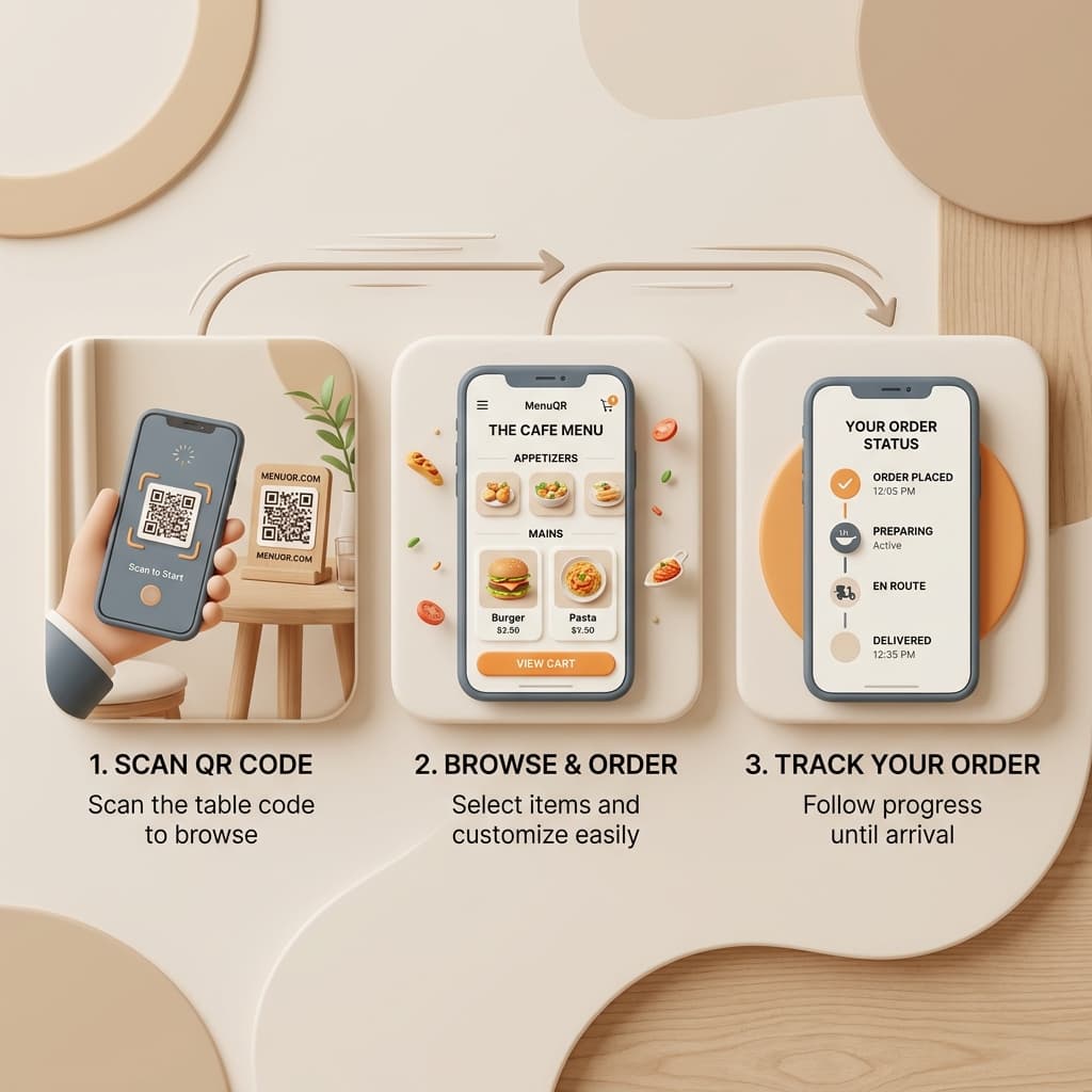 Infographic quy trình gọi món của thực khách