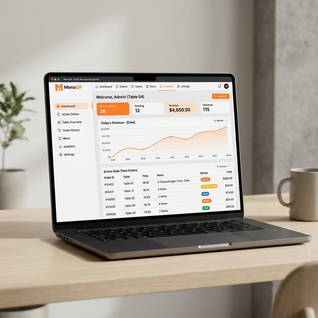 Giao diện quản lý Dashboard MenuQR